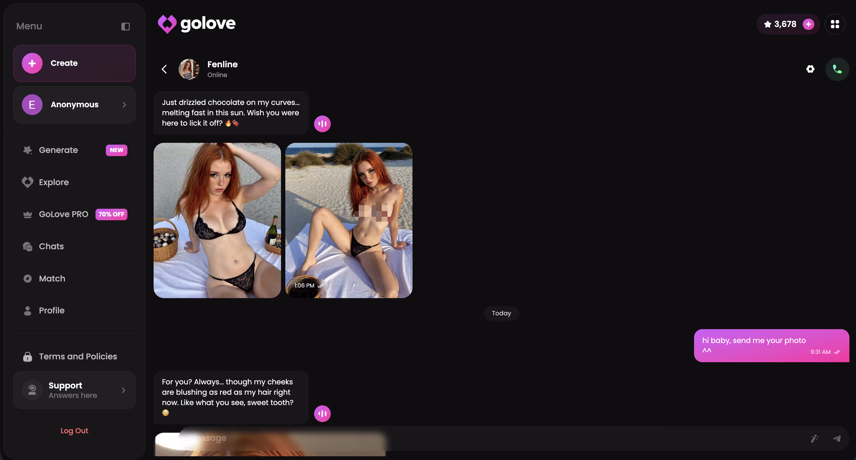 chat thread showing continuity