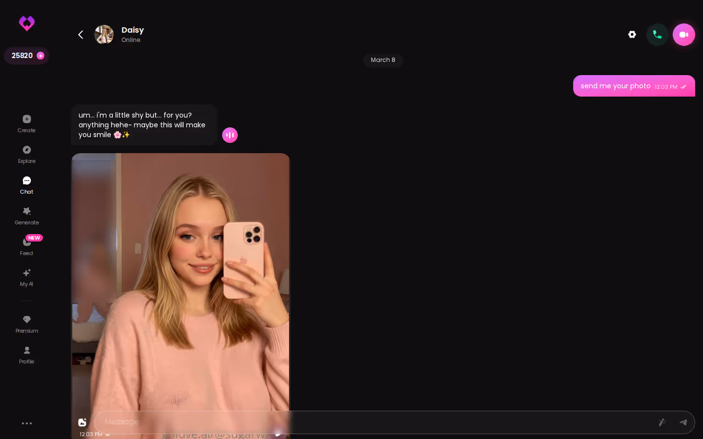 GoLove chat window showing an ongoing conversation with reply tools