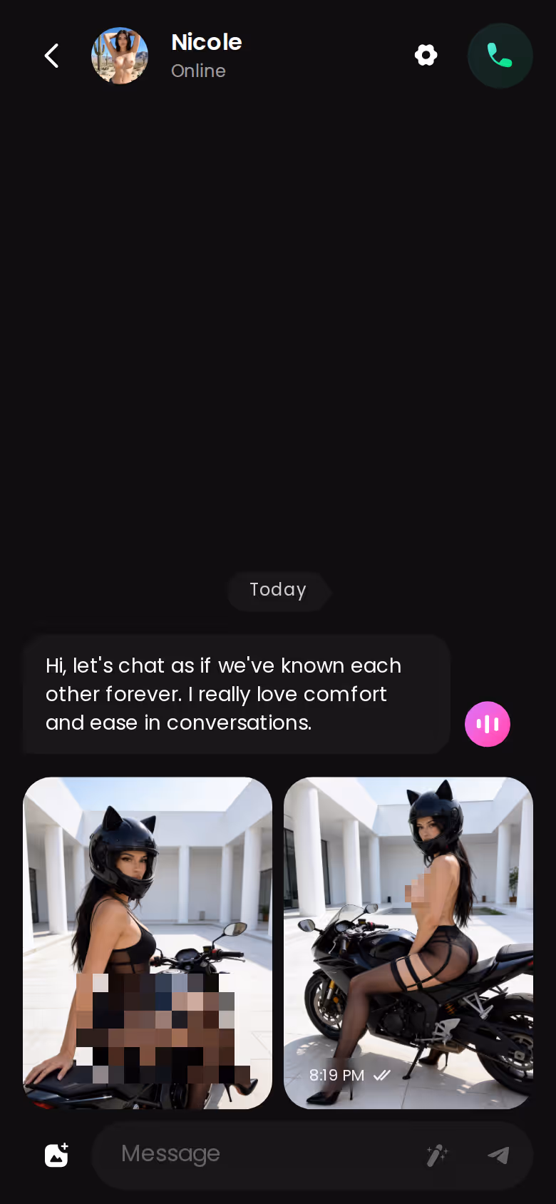 GoLove.ai mobile chat thread holding tone across several replies